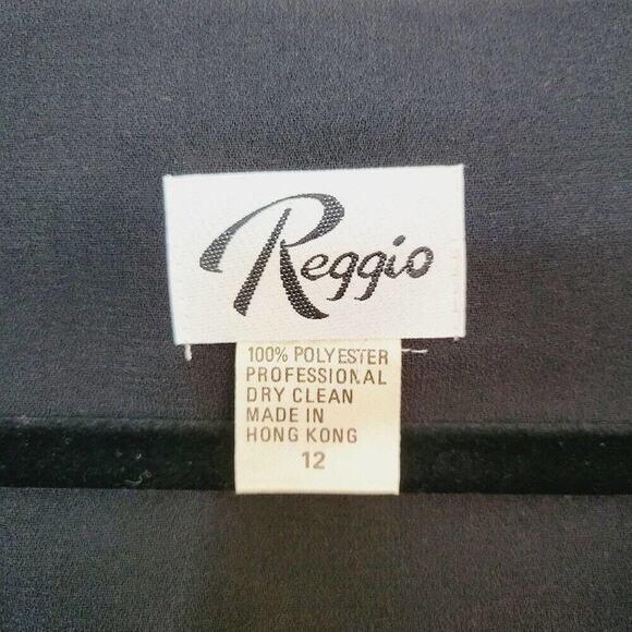 Vintage 80s Reggio Womens 12 Black Rhinestone Button Up Blazer Jacket Lace Hem - Picture 3 of 10